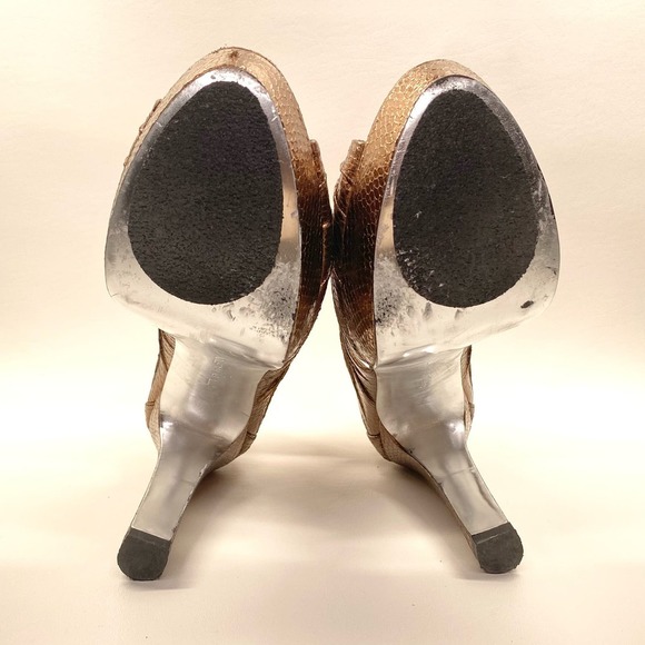 H by Halston // Bronze Snakeskin Embossed Metallic Heels, Size 8M - Picture 6 of 12